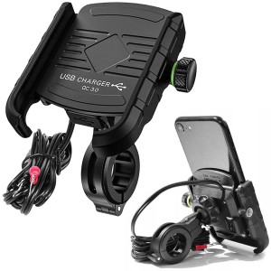 Uchwyt motocyklowy na telefon z szybką ładowarką USB - R9-metal USB QC