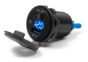 Ładowarka / Gniazdo do motocykla - USB + woltomierz + włącznik – MUS13